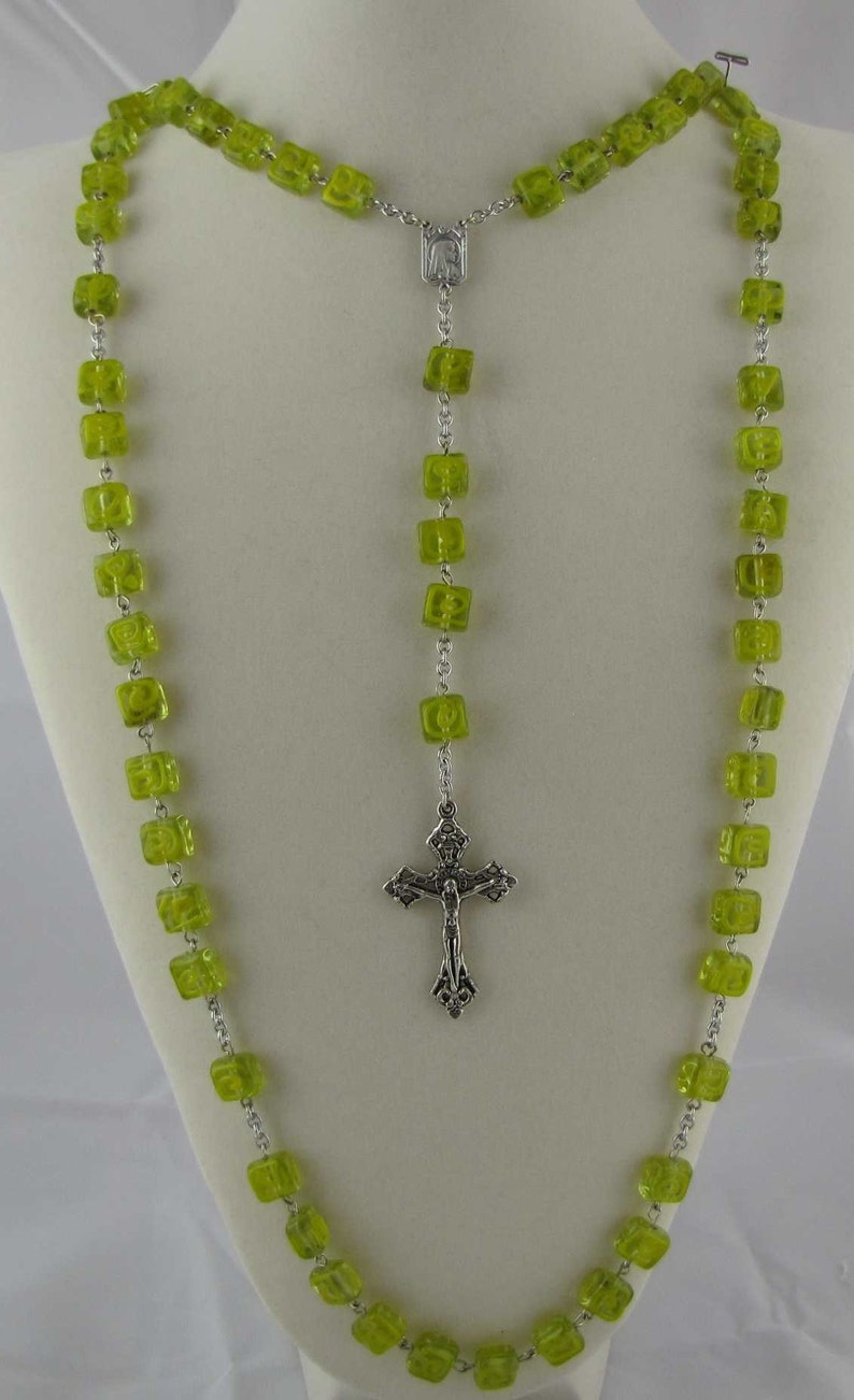 Yellow Lampwork Czech Glass Rosary image 2