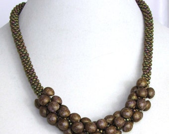 Kumihimo Gold Beaded Necklace