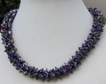 Lavender AB Flower Kumihimo Necklace