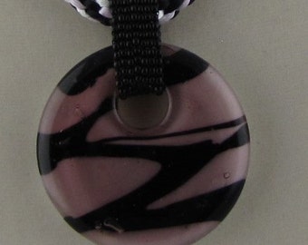 Pink, White and Black Kumihimo Necklace