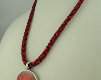 Red and Grey Kumihimo Necklace