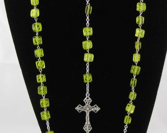 Yellow Lampwork Czech Glass Rosary