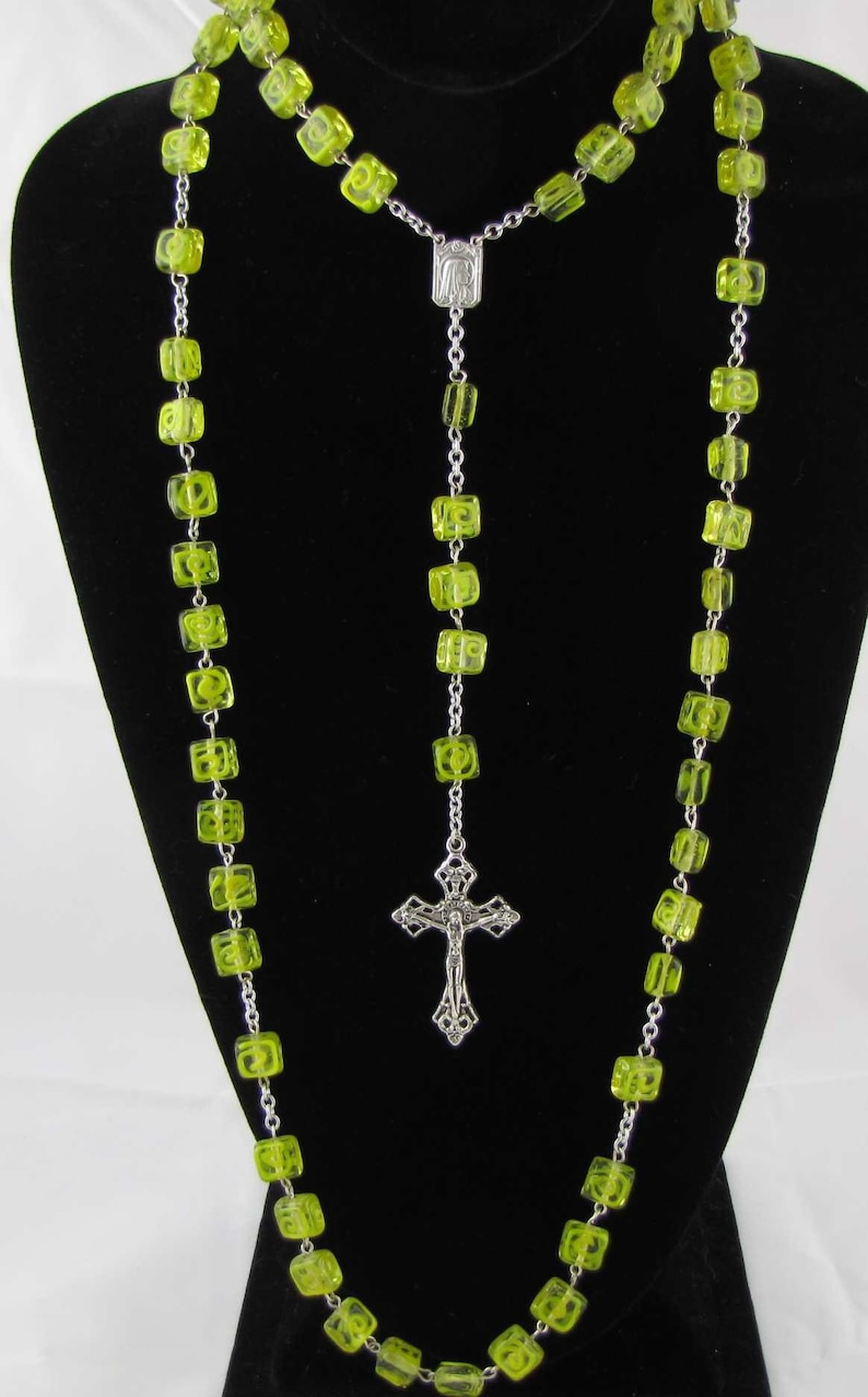 Yellow Lampwork Czech Glass Rosary image 1