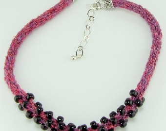 Pink and Black Kumihimo Choker Necklace