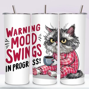 Lustige Katze 20 Unzen Skinny Tumbler Wrap, niedliche Katze Tumbler Sublimation Design, digitaler Download PNG, Katzenliebhaber Tumbler Wrap