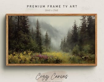 Misty Forest Meadow Oil Painting for Samsung Frame TV (Digital Download)