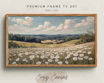 Daisy Meadow Landscape: Impressionist Samsung Frame TV Art (Digital Download)