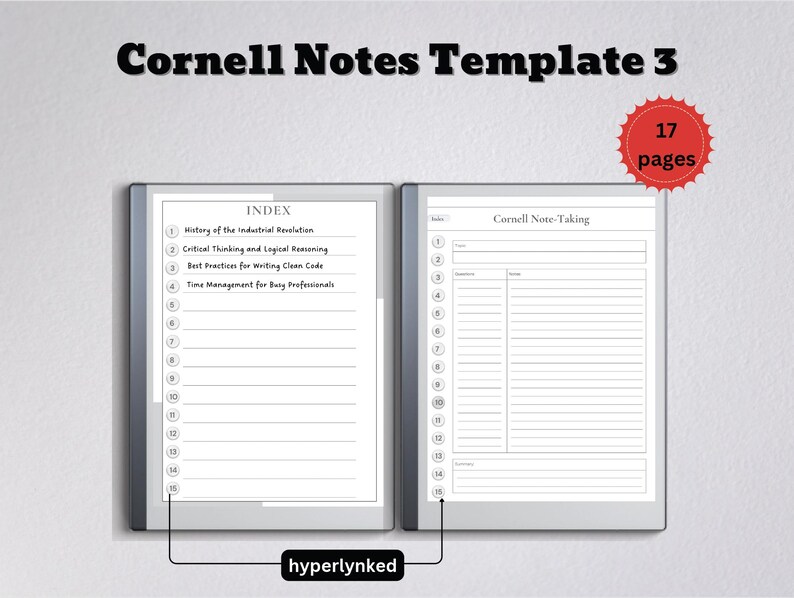Cornell Note-taking Template Bundle – 3 PDF Templates for Remarkable 1 ...