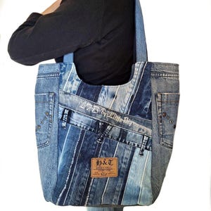 Large Jean Tote Upcycled Denim Bag Denim Shoulder Bag Levi Denim Bag Levis Shopper Tote Recycled Denim Bag Jean Tote Bag Blue Denim Purse