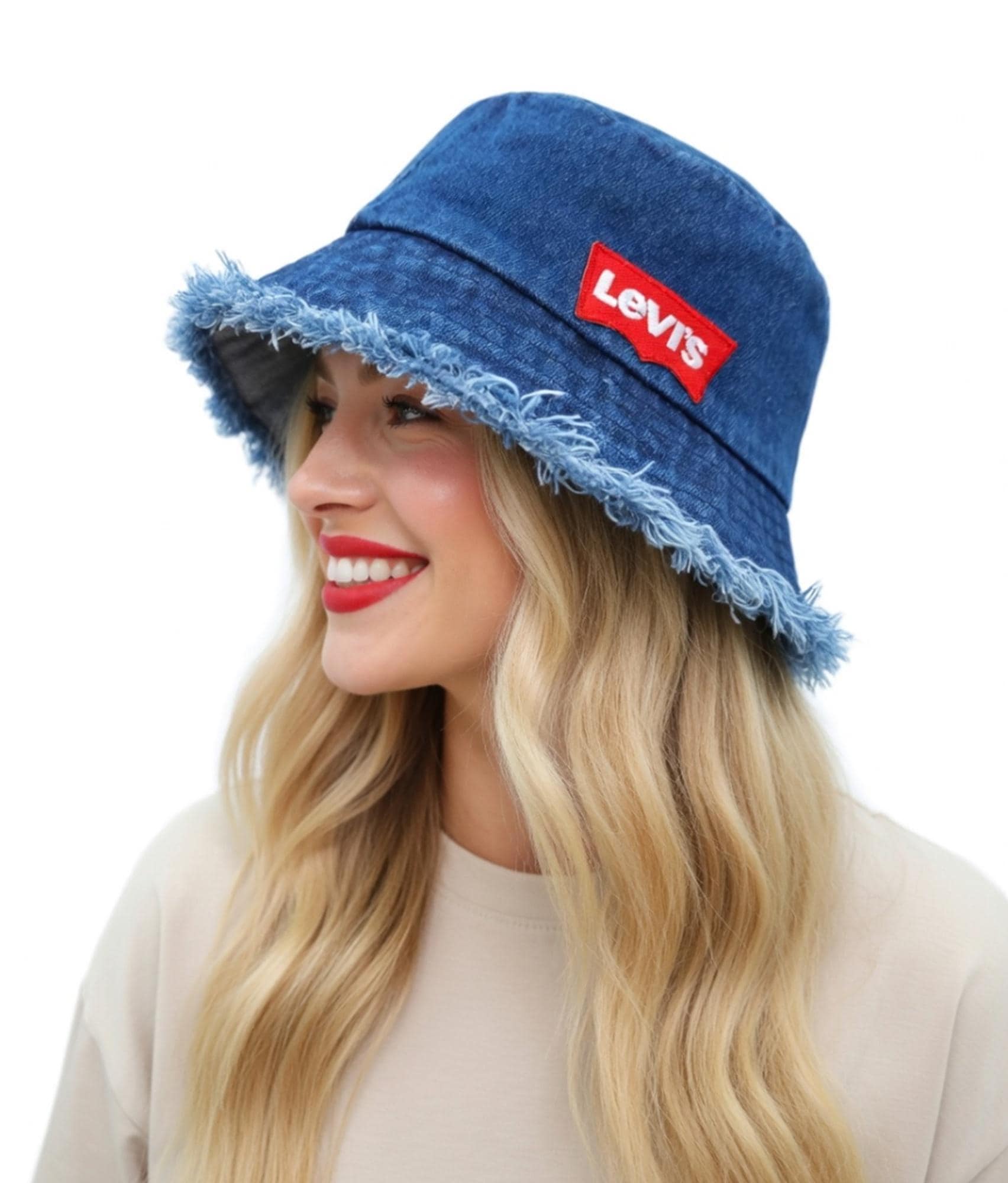 Boho Denim Bucket Hat Levis Upcycled Vintage Style Unisex Denim