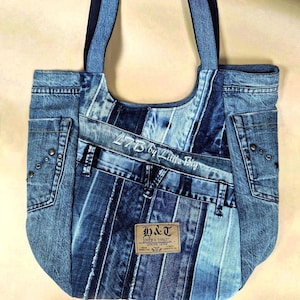 Large Jean Tote Upcycled Denim Bag, Oversize Jeans Bag Levi Denim Bag Levis Tote Bag Large Denim Handbag Jean Shopper Big Denim Shoulder Bag