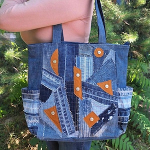 Jean Tote Upcycled Denim Bag, Jean Shopper, Levi Denim Bag Blue Denim Jean Purse Denim Shoulder Bag, Denim Tote Bags For Women Levi Jean Bag
