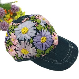 Hand Embroidered Hat Women, Embroidery Floral Baseball Cap Embroidered Hat Dad Hat Cottagecore Baseball Cap Embroidered Baseball Cap Women