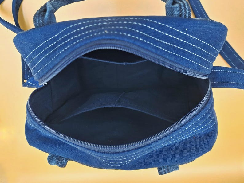 Denim Crossbody Bag Upcycled Jean Bag Zipped Denim Recycled Crossbody Bag Upcycle Jean Shoulder Levi Jean Bag Upcycle Purse Made Out of Jean image 13
