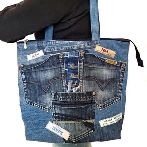 Jean Tote Upcycled Denim Bag, Upcycled Denim Shoulder Bag, Denim Bag, Jean Bag, Levi Denim Bag, Blue Denim Jean Purse, Levis Jeans Denim Bag