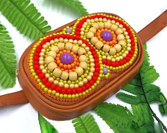 Ukrainian Folk Design Unique Fanny Bag Colorful Lightweight Vintage Boho Ethnic Slavic Bag Hutsul Kozak Belt Rustic Style Bag Vyshyvanka Bag