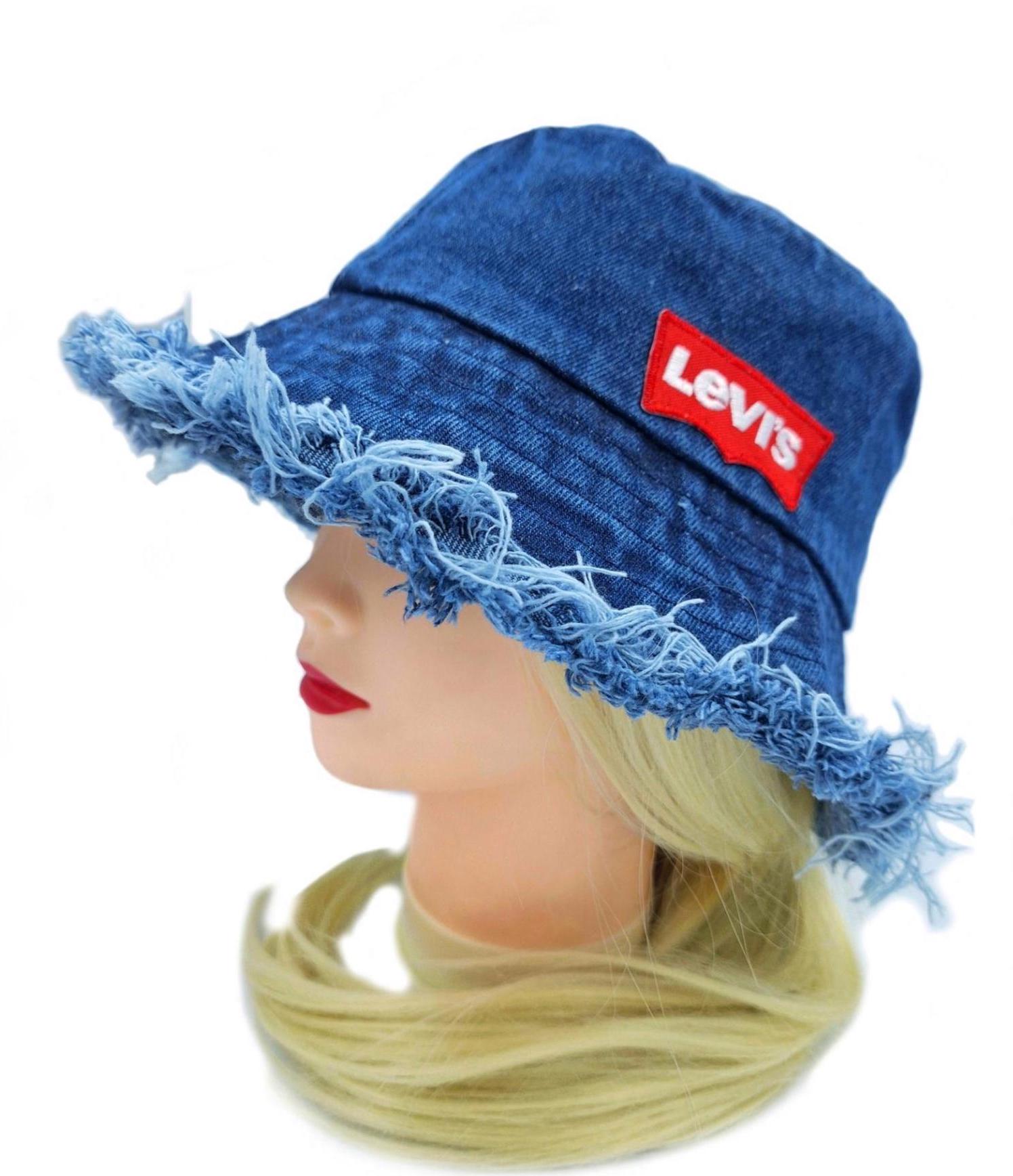 リーバイス　リメイク　デニム　バケットハット　levi's Unisex Denim Distressed Bucket Hat Recycled Denim Xl Ripped Levi