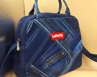 Denim Crossbody Bag Upcycled Jean Bag Zipped Denim Recycled Crossbody Bag Upcycle Jean Shoulder Levi Jean Bag Upcycle Purse Made Out of Jean