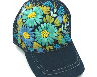 Floral Baseball Cap for Women Embroidery Floral Baseball Cap Hand Embroidered Hat Baseball Cap Women Embroidered Ball Cap Hats for Women