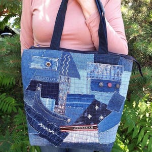 Jean Tote Upcycled Denim Bag, Upcycled Denim Shoulder Bag, Denim Bag, Levi Denim Bag, Jeans Bag Purse, Blue Denim Jean Purse, Jeans Bag