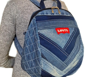 Recycled Jeans Rucksack Vintage Jeans Rucksack Blue Jeans Rucksack Recycled Jeans Rucksack Denim Duo Rucksack Levi Rucksack Jean BackPack