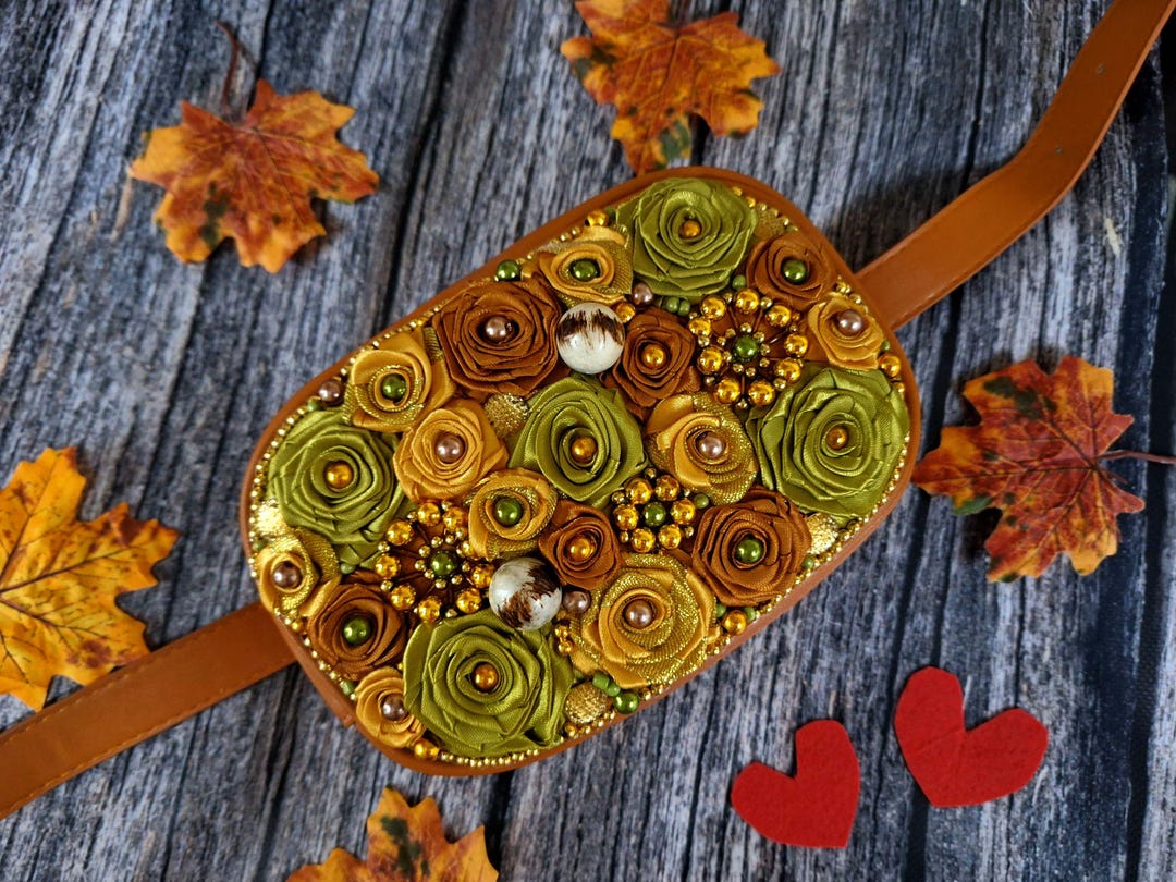 Floral Ribbon Embroidered Fanny Pack: Vegan Leather Belt Bag, Fall ...