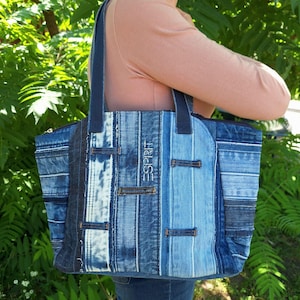 Large Jeans Tote Bag, Jean Tote Upcycled Denim Bag, Jeans Shopper, Upcycled Denim Bag, Denim Purse, Levis Jeans Bag, Recycled Denim Handbag