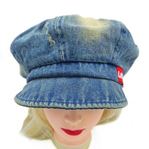 Upcycled Levis Denim 23"/58 cm Newsboy Cap Boho Oversized Jean Hat in Street Fashion Style Gatsby Fabric Cap Unisex Denim Hat Levis Jean Hat image 13
