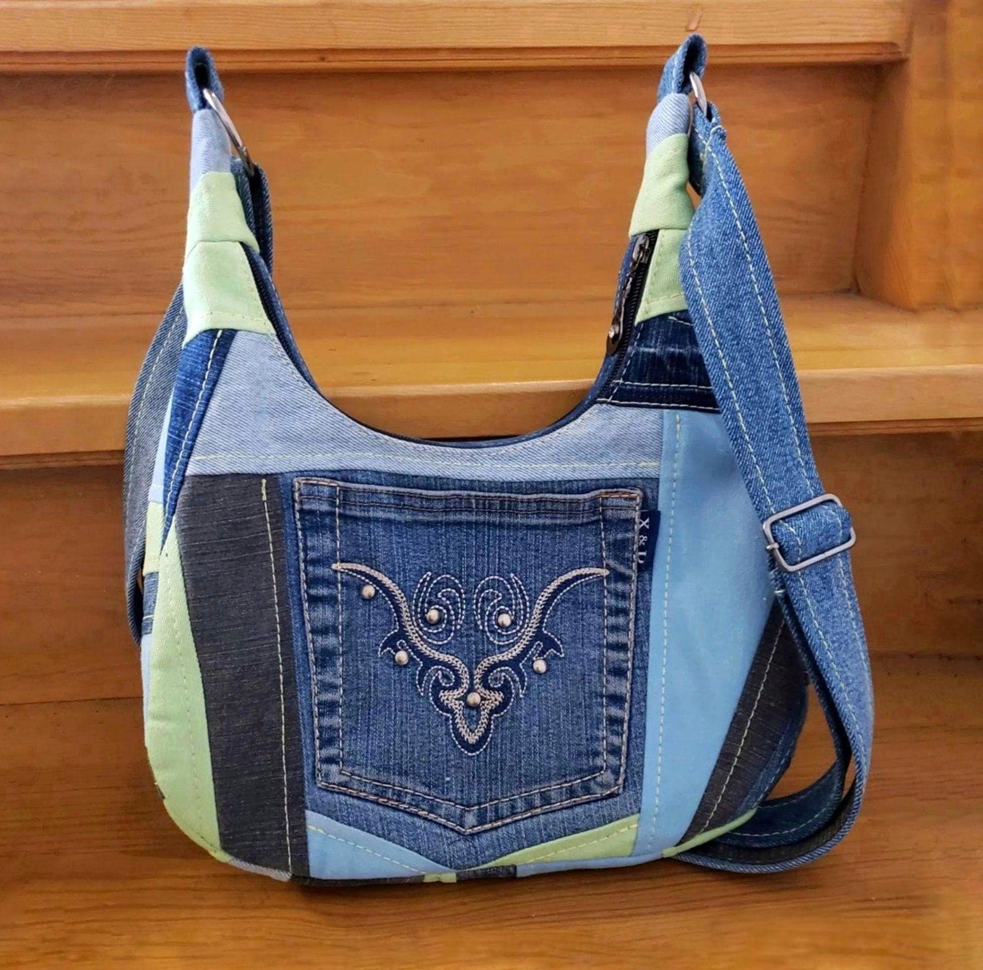Recycled Denim Hobo Bag: Boho Patchwork Crossbody Canada