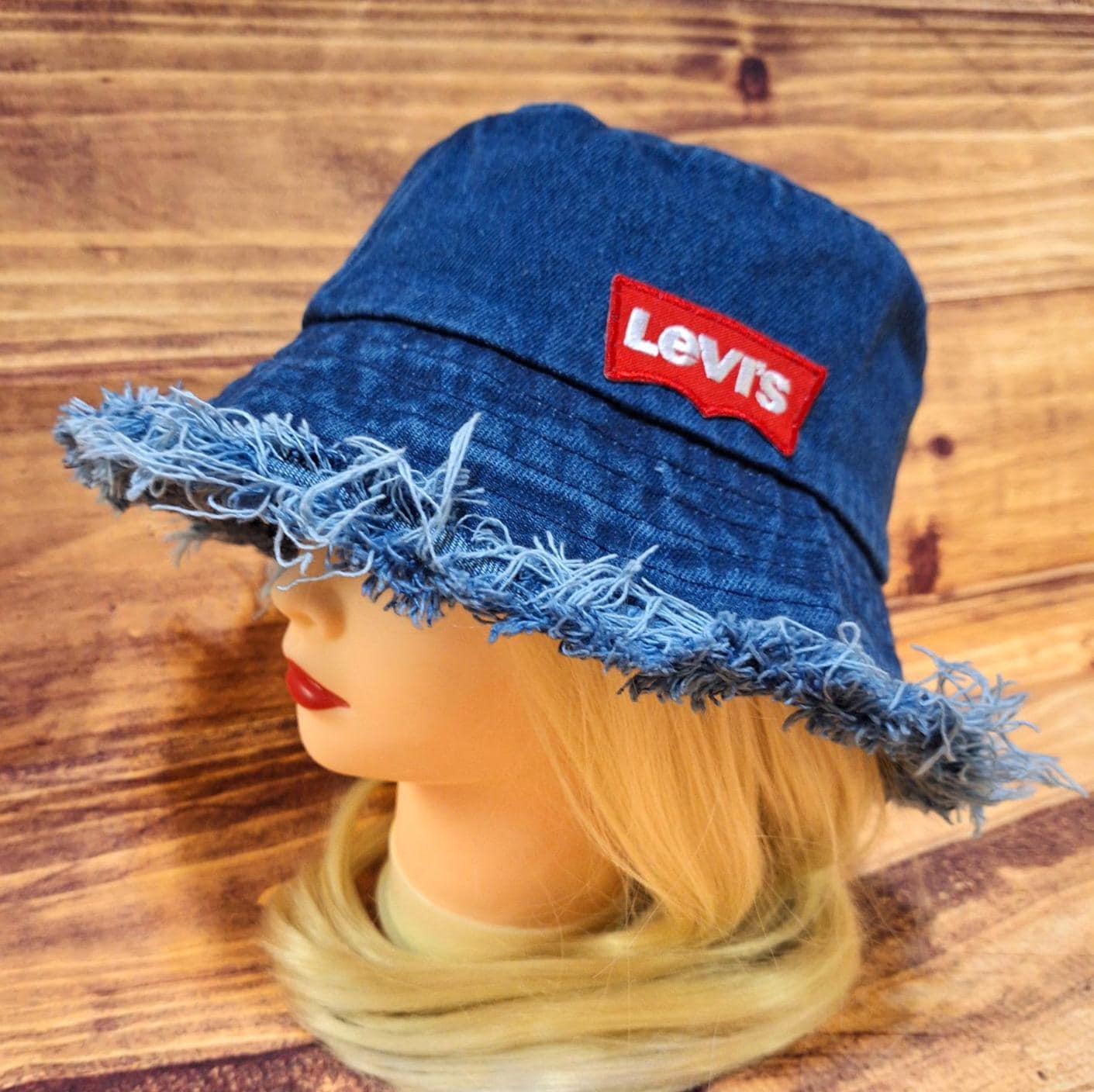 Boho Denim Bucket Hat Levis Upcycled Vintage Style Unisex Denim
