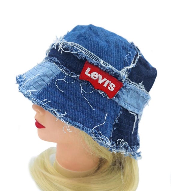 HANDMADE UPCYCLED DENIM BUCKET HAT Handmade Upcycled Denim Bucket Hat: Sashiko Patchwork, Eco  main image 3