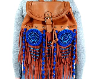 Colorful Fringe Women\'s Backpack FringeBackpack6x107x12inthehoo  main image 3