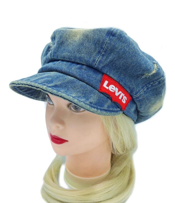 Upcycled Levis Denim 23"/58 cm Newsboy Cap Boho Oversized Jean Hat in Street Fashion Style Gatsby Fabric Cap Unisex Denim Hat Levis Jean Hat