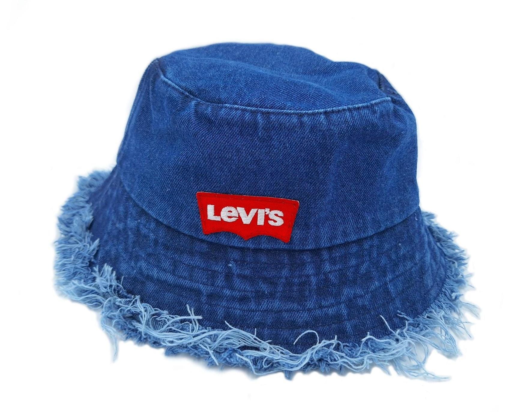 Boho Denim Bucket Hat Levis Upcycled Vintage Style Unisex Denim