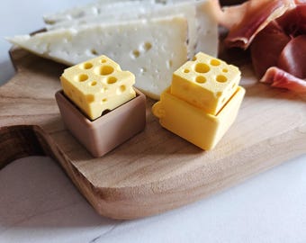 Cheesy Clicker Keychain  Funny Keychain Backpack Accessories Cheese Lovers Gift for him Gift for her Satisfying Clicker Keychain