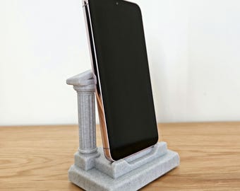 Griechische Säule Telefon Stand Antike griechische Säule Marmor-Effekt Säulenhalter mit rutschfestem Sockel Halter Einzigartiges Geschenk für Sie / Ihn Ständer für Schreibtisch