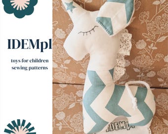 Einhorn Stofftier Schnittmuster, anfängerfreundliche Deko für Plüschtier, Kinderzimmer Deko (PDF Download)