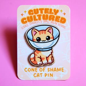 Cone of Shame Cat Pin, Cute Recovery Cone Kitty Pin, Vet Tech Gift, Veterinary Nurse Gift, Cat Lover Gift