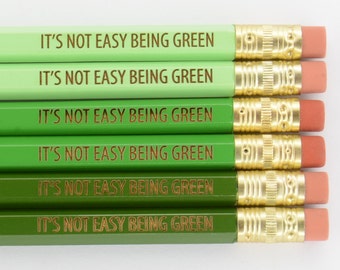 It&#39;s Not Easy Being Green Kermit the Frog Inspired 6 Pencils Pack