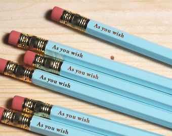 as you wish. pastel pencil set of 6. engraved pencils.