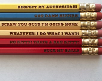 South Park inspired Eric Cartman quotes 6 engraved pencils