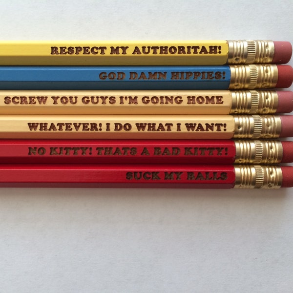 South Park inspired Eric Cartman quotes 6 engraved pencils