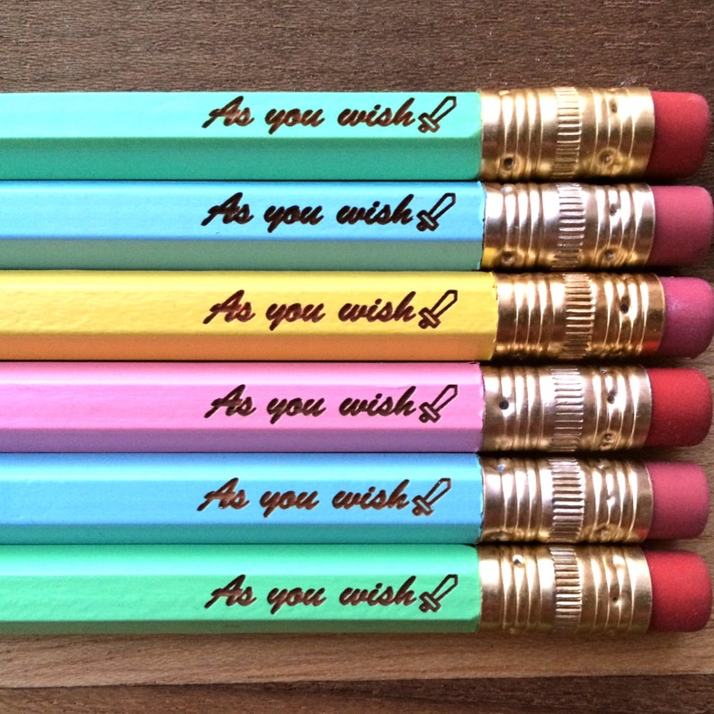 as you wish. pastel pencil set of 6. engraved pencils. image 1