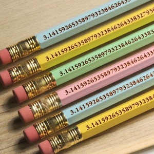 Perfect for Pi Day The Pi Pencil to 96 digits - 6 pack - Look Smarter for Pi Day - Pi Pencils