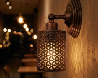 Vintage Brass Wall Light, Industrial Wall Sconce, Rustic Metal Wall Lamp, Farmhouse Lighting, Bedside Wall Light Fixture