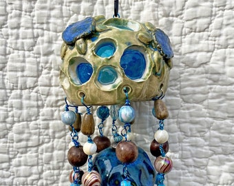 Ceramic Jellyfish Suncatcher with Sea Turtles