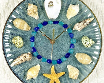 Seashell Wall Clock - java blue