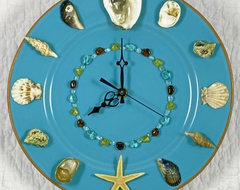 Seashell Wall Clock - Terracotta and Turquoise