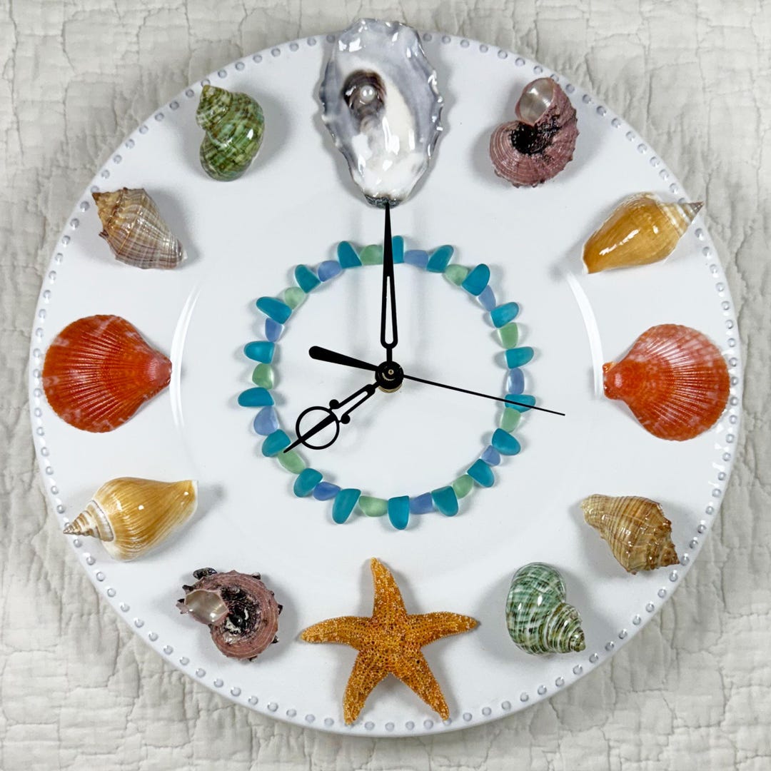 Wall Clock With Real Seashells, Starfish and Sea Glass - Etsy