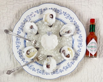 Handmade Oyster Plate – Real Shell Wells, Coastal Decor Gift